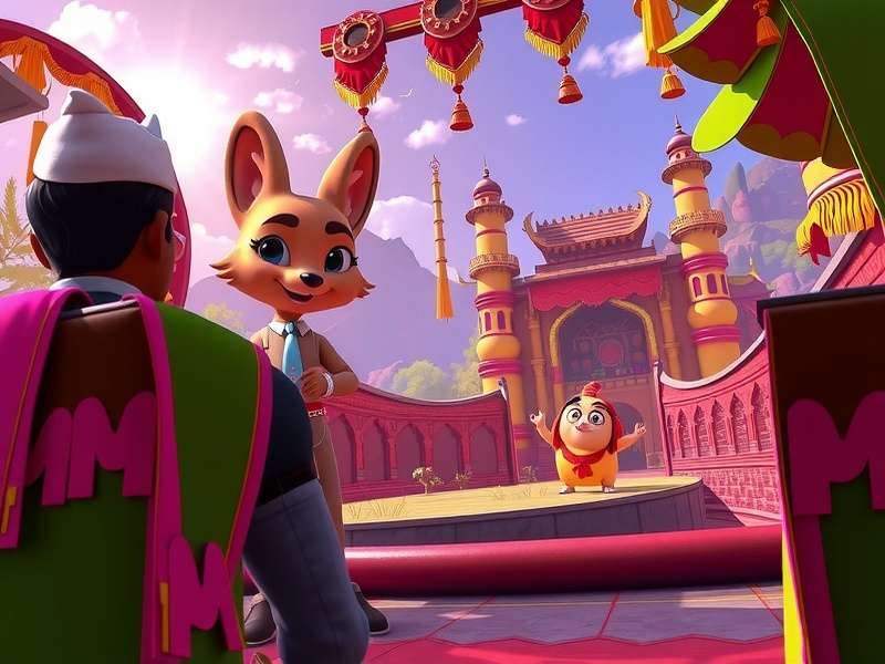 Interior of the Zootopia 3D Show theatre with immersive screens