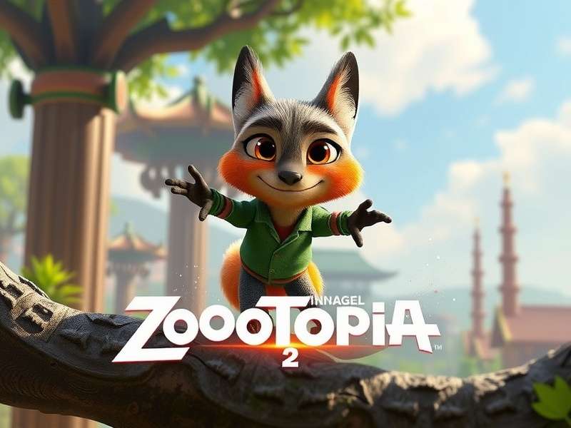 Concept art of Zootopia city skyline with animal characters