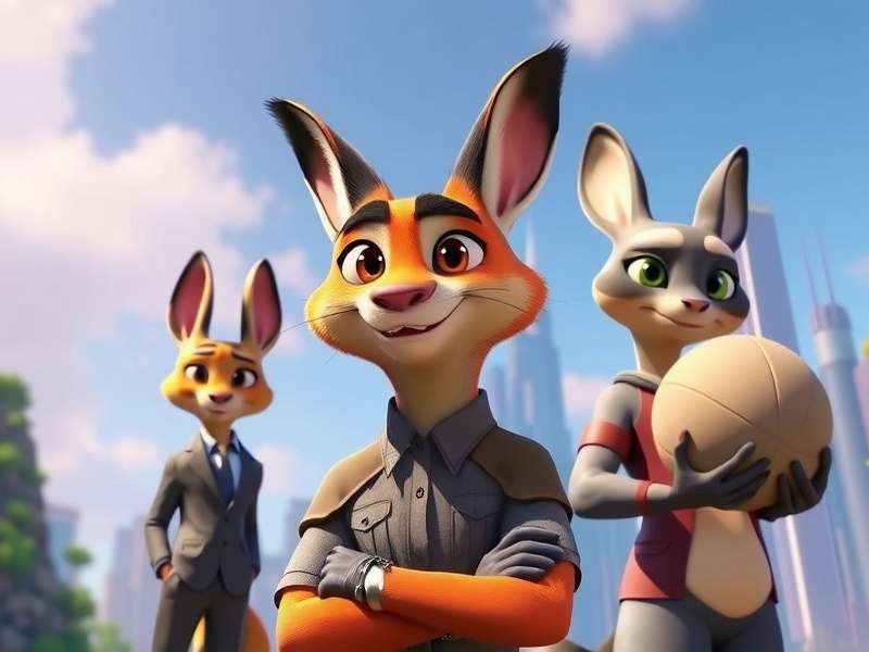 Zootopia 2 concept art featuring Judy Hopps and Nick Wilde in a vibrant city