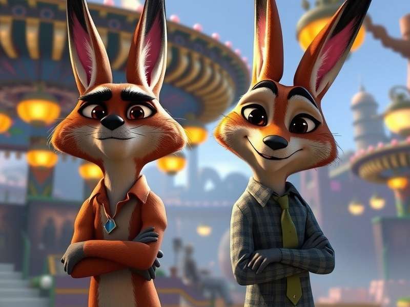 Official Zootopia 2 Teaser Art featuring Judy Hopps and Nick Wilde in Zootopia city