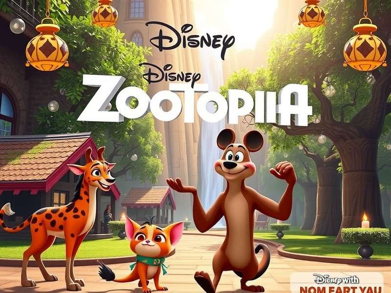 Panoramic view of Zootopia's diverse districts including Sahara Square and Tundratown