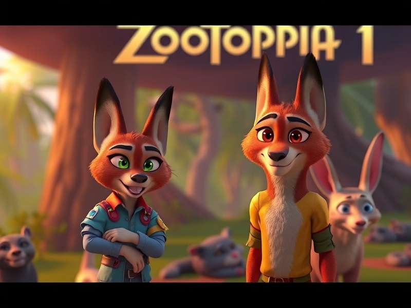 Zootopia movie poster with Judy Hopps and Nick Wilde in Zootopia city