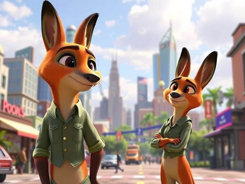 Official Zootopia movie poster featuring Judy Hopps and Nick Wilde in Zootopia city