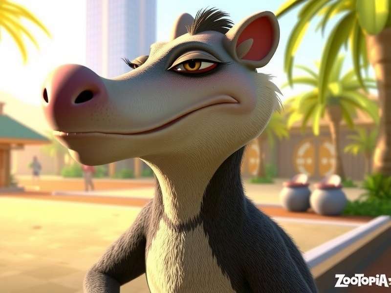 Official Zootopia 2 Anteater character poster showing a sophisticated anteater in a city setting