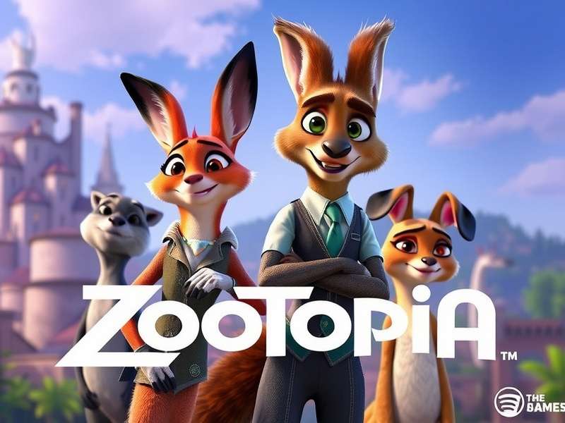 Zootopia 1 movie poster featuring Nick Wilde and Judy Hopps in the vibrant city of Zootopia