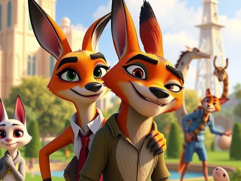 Zootopia city skyline featuring iconic districts like Savanna Central and Tundratown