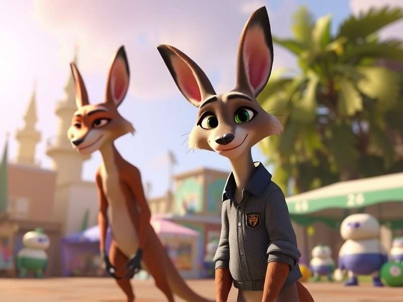 Zootopia Part 2 official concept art featuring Nick Wilde and Judy Hopps in a vibrant cityscape