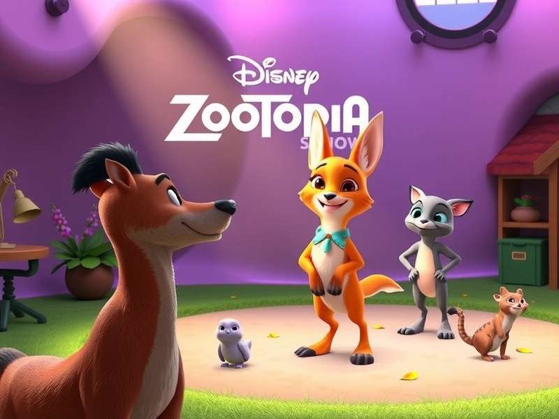 Zootopia 3D Show gameplay scene featuring Judy Hopps and Nick Wilde in a vibrant 3D cityscape